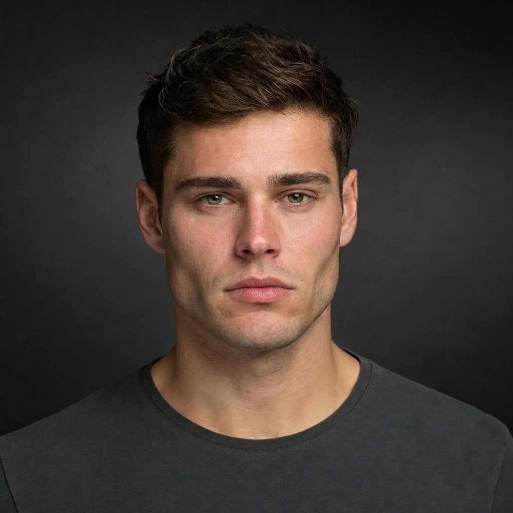 Same face after de-puffing routine, with visibly sharper jawline definition